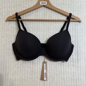 Skims Fits Everybody Lace T-Shirt Lace Wing Bra Onyx Black Size 36C NWT $58